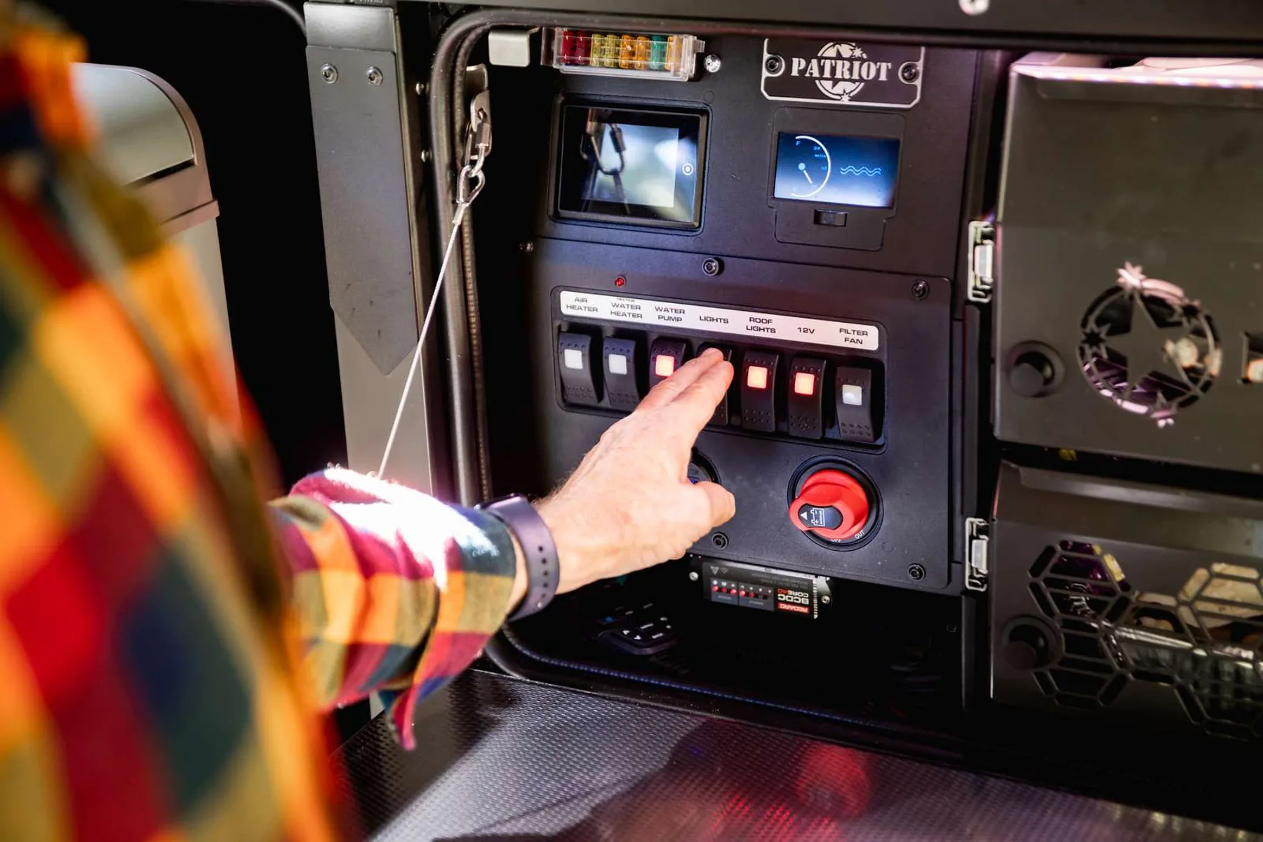 Using the camper electrical controls at camp