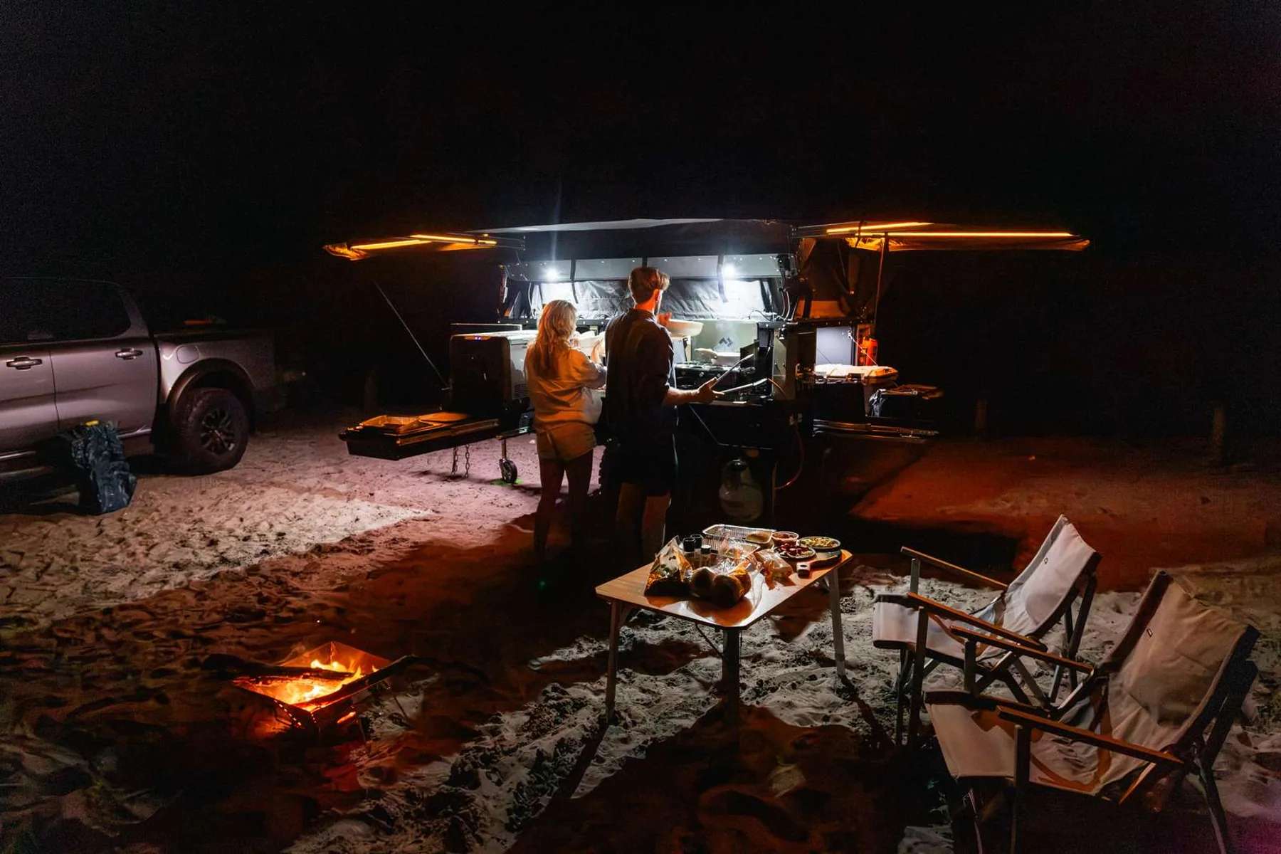 Gen3 X1 campsite illuminated after dark