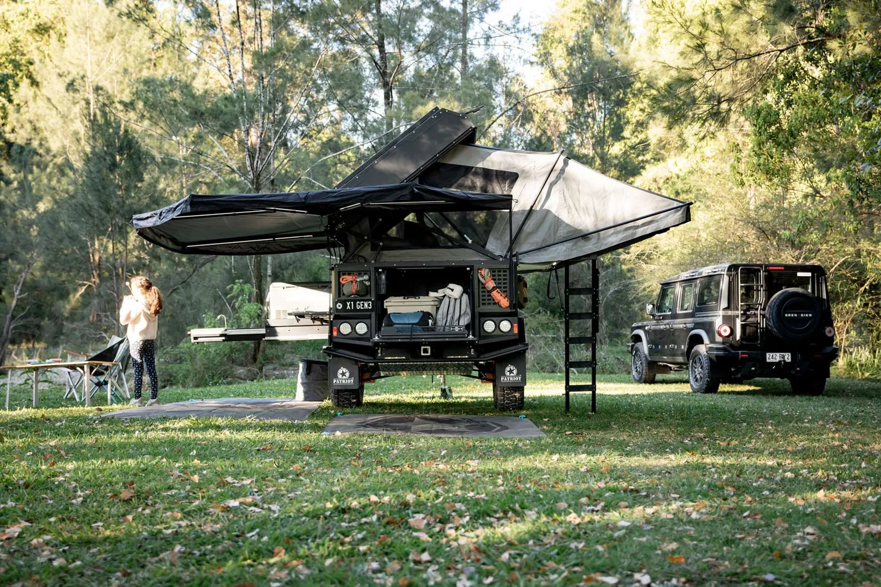 Gen3 X1 tent and awning set up at a bush campsite