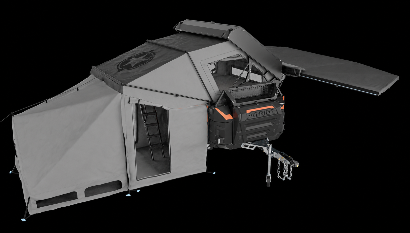Gen3 X1 with tent, room extensions and awning deployed